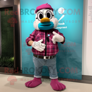 Blågrøn pink maskot kostume...