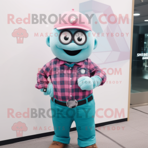 Teal Pink mascotte kostuum...