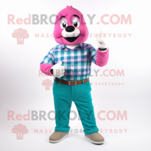 Blågrøn pink maskot kostume...