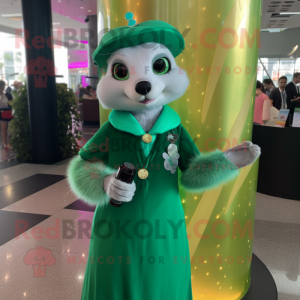 Green Ferret mascot costume character dressed with a Cocktail Dress and Digital watches