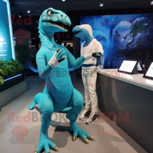 Cyan Velociraptor mascotte...