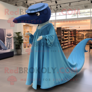 Tan Blue Whale maskot drakt...