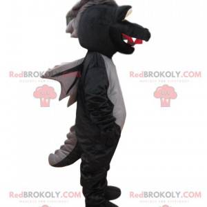 Mascote dragão negro com asas - Redbrokoly.com