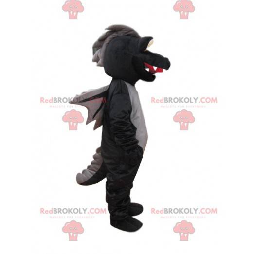 Mascote dragão negro com asas - Redbrokoly.com