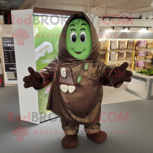 Olive Chocolate Bars mascot costume character dressed with a Sweatshirt and Brooches