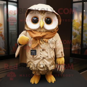 Tan Owl maskot kostume...