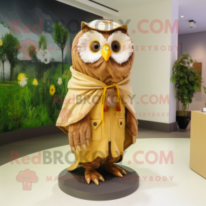 Tan Owl maskot drakt figur...