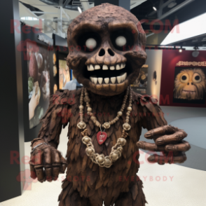 Brown Undead mascot costume character dressed with a Playsuit and Necklaces