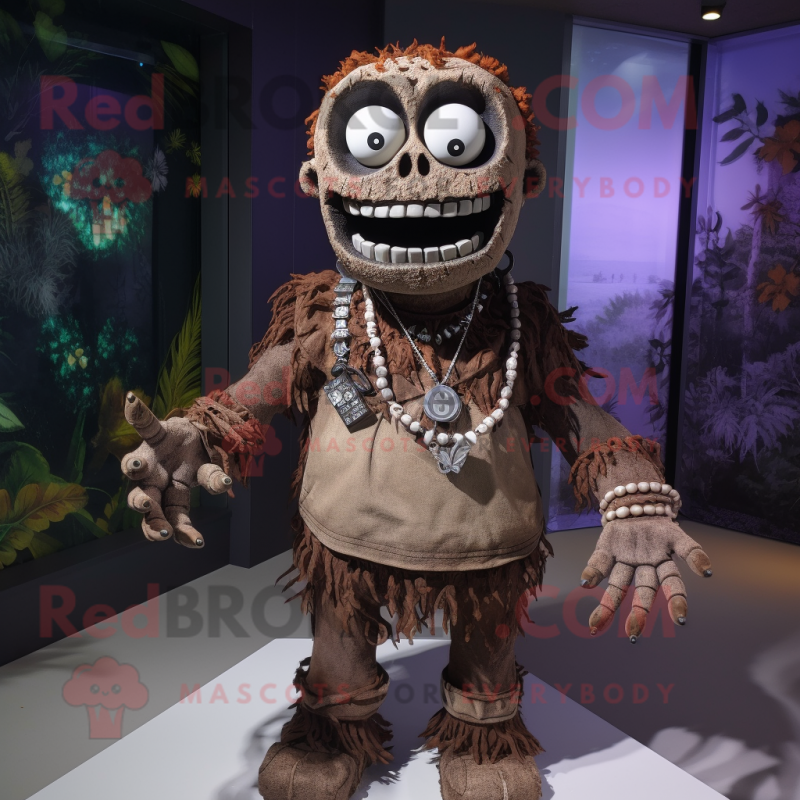Brown Undead mascot costume character dressed with a Playsuit and Necklaces Brown Undead mascot costume character dressed with a Playsuit and Necklaces