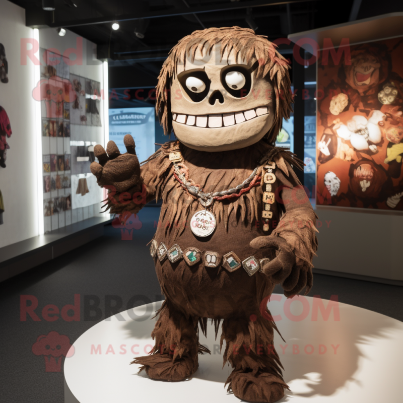 Brown Undead mascot costume character dressed with a Playsuit and Necklaces Brown Undead mascot costume character dressed with a Playsuit and Necklaces