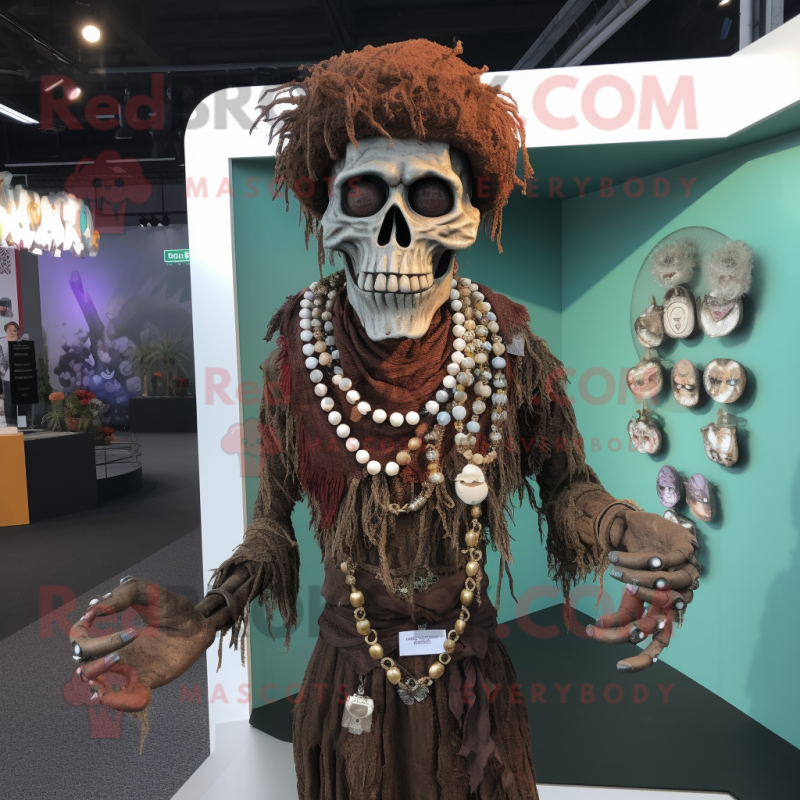 Brown Undead mascot costume character dressed with a Playsuit and Necklaces Brown Undead mascot costume character dressed with a Playsuit and Necklaces