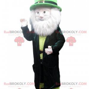 Mascotte Leprechaun con una bellissima barba bianca -