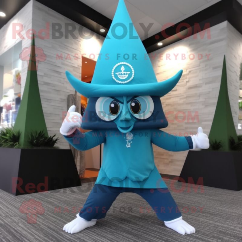 Turquoise Ice mascot costume character dressed with a Yoga Pants and Hats Turquoise Ice mascot costume character dressed with a Yoga Pants and Hats