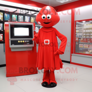 Rød tv maskot kostume figur...