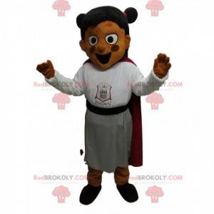 Little girl mascot with very happy with a schoolgirl outfit -