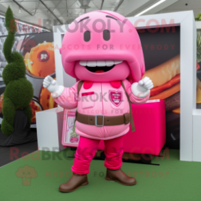 Pink Hamburger mascot costume character dressed with a Cargo Pants and Bracelets