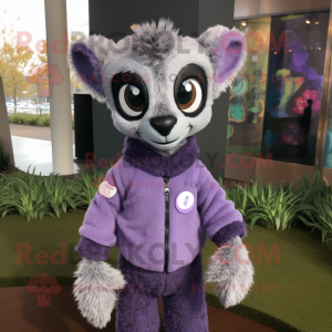 Lavendel Lemur maskot drakt...