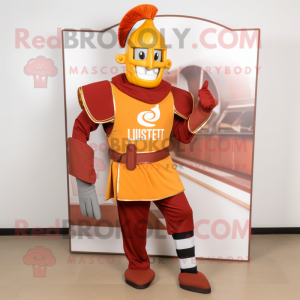 Rust Swiss Guard mascot costume character dressed with a Yoga Pants and Shoe clips