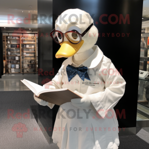 Cream Goose maskot kostym...