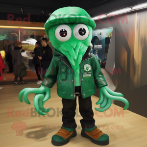 Grøn Fried Calamari maskot...