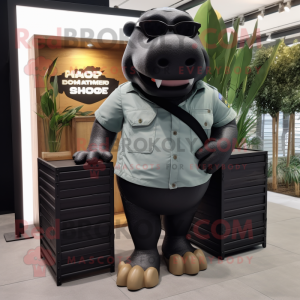 Black Hippopotamus mascotte...