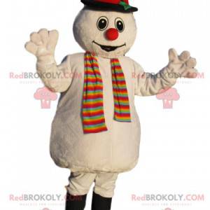 Schneemann Maskottchen mit einem schwarzen Hut - Redbrokoly.com