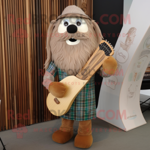 Beige keltisk harpe maskot...