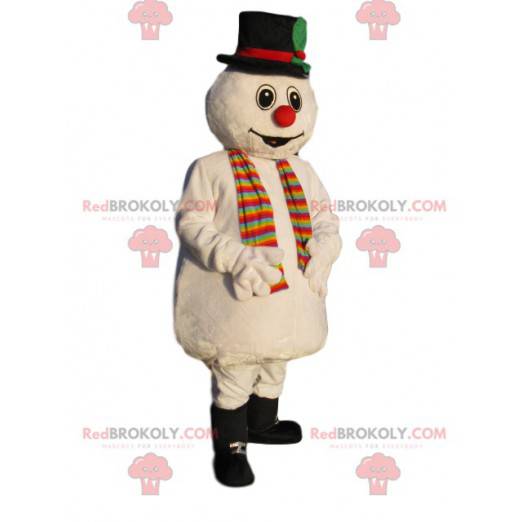 Schneemann Maskottchen mit einem schwarzen Hut - Redbrokoly.com
