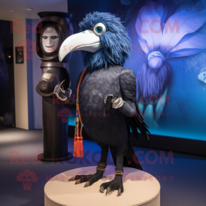 Navy Crow mascot costume character dressed with a Leggings and Earrings