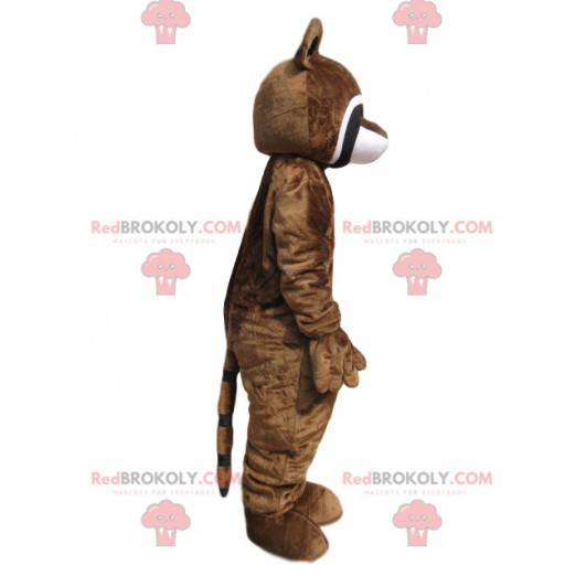 Mascote guaxinim marrom com uma espiga de milho - Redbrokoly.com
