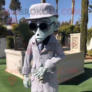 Gray Graveyard mascot costume character dressed with a Chinos and Sunglasses