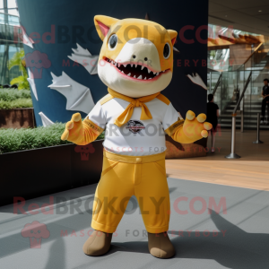 Gold Shark maskot drakt...