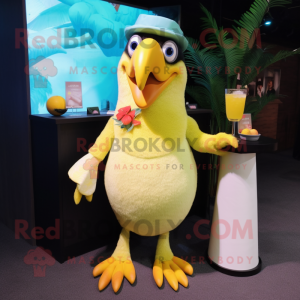 Lemon Yellow Toucan mascot costume character dressed with a Cocktail Dress and Anklets