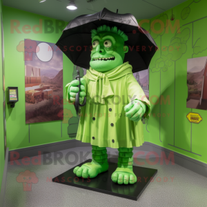 nan Frankenstein mascot costume character dressed with a Raincoat and Foot pads