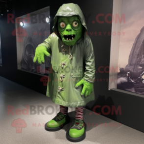 nan Frankenstein mascot costume character dressed with a Raincoat and Foot pads