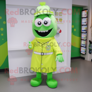 Lime Green Doctor mascot costume character dressed with a Dress and Headbands