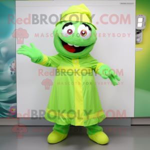 Lime Green Doctor mascot costume character dressed with a Dress and Headbands