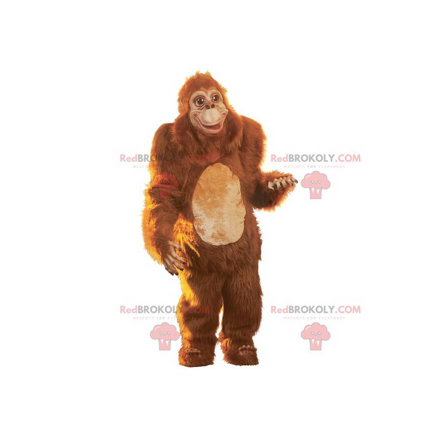 Brown gorilla monkey mascot all hairy - Redbrokoly.com