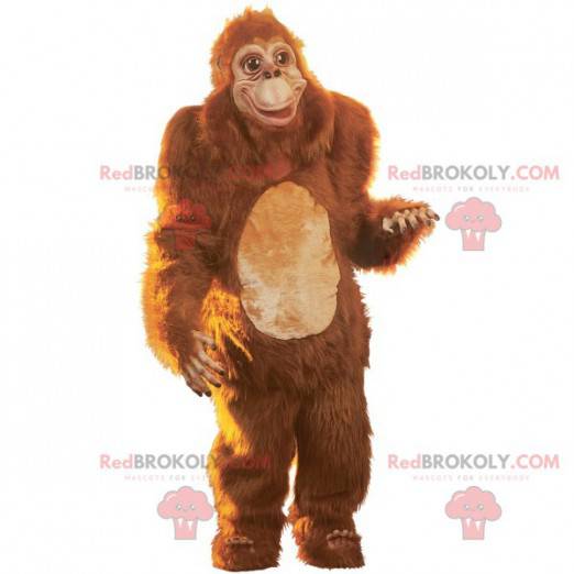Mascota de mono gorila marrón todo peludo - Redbrokoly.com