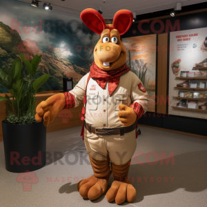 Tan Lobster mascot costume character dressed with a Henley Tee and Wraps