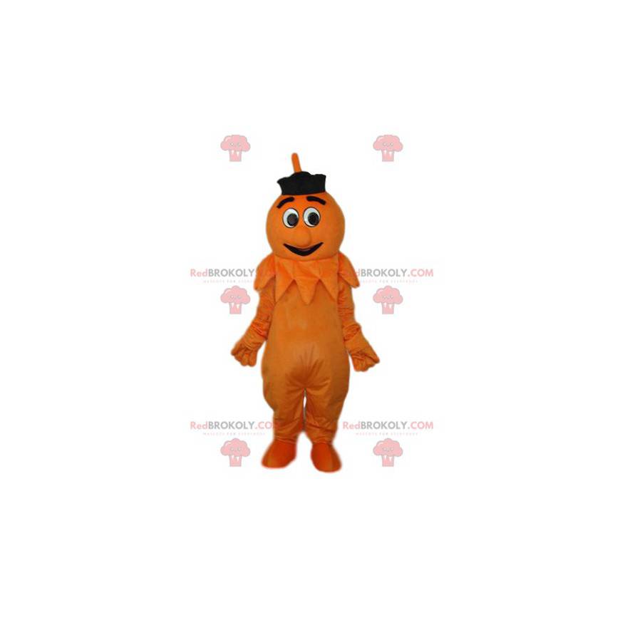 Komische oranje sneeuwpop mascotte - Redbrokoly.com