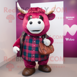 Magenta Bull maskot kostume...