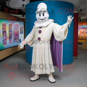 Personaje de traje de mascota Cream Stilt Walker vestido con un Joggers and Shawl pins