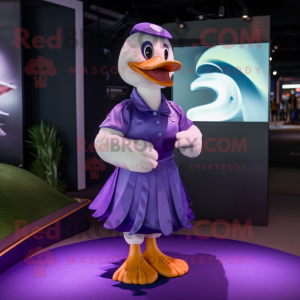 Purple Goose maskot kostume...