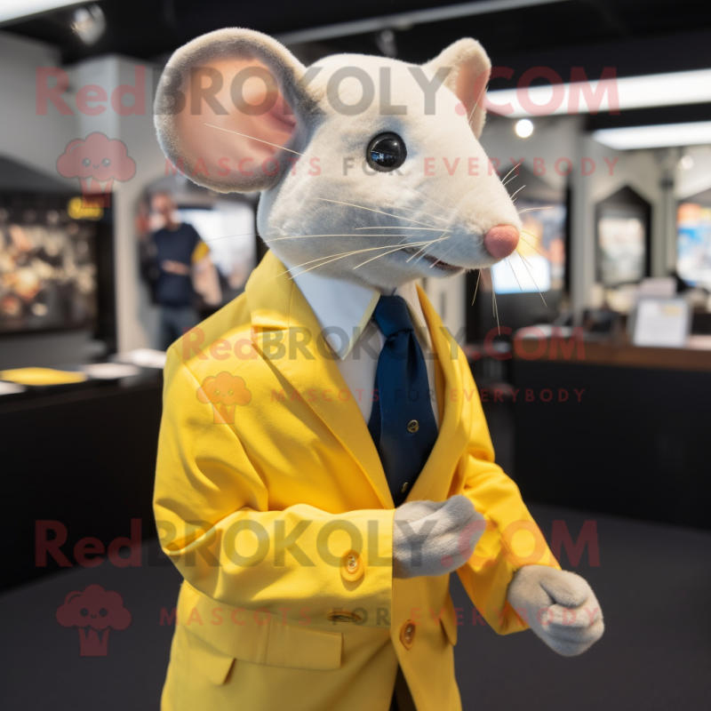 Yellow Rat mascot costume character dressed with a Suit Jacket and Cufflinks Yellow Rat mascot costume character dressed with a Suit Jacket and Cufflinks