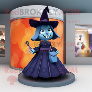 Navy Witch'S Hat mascot costume character dressed with a Skirt and Handbags