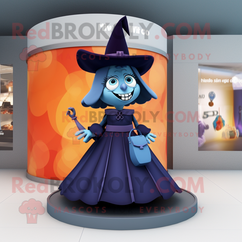 Navy Witch'S Hat mascot costume character dressed with a Skirt and Handbags