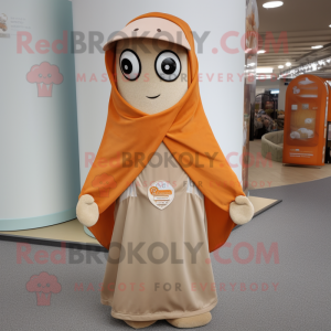 Beige Orange mascot costume character dressed with a Cover-up and Shawls