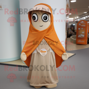 Beige Orange maskot kostume...