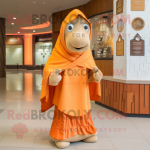 Beige Orange mascot costume character dressed with a Cover-up and Shawls